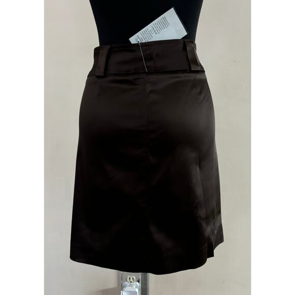 Cache Expresso Satin Evening Day Skirt New Tab Belt Loop Front Pocket NWT $118 - Picture 7 of 7